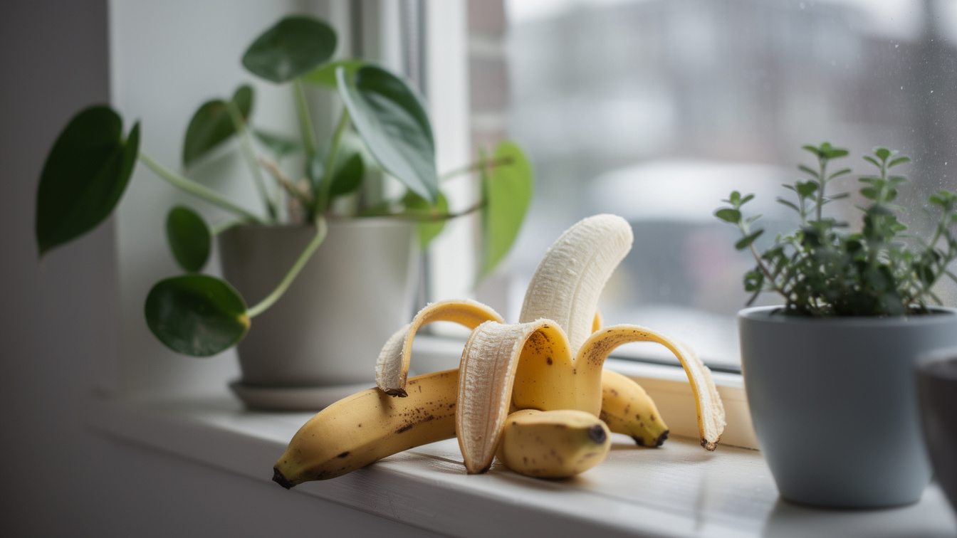 Bananenschillen op de vensterbank: De winter-hack voor je kamerplanten.