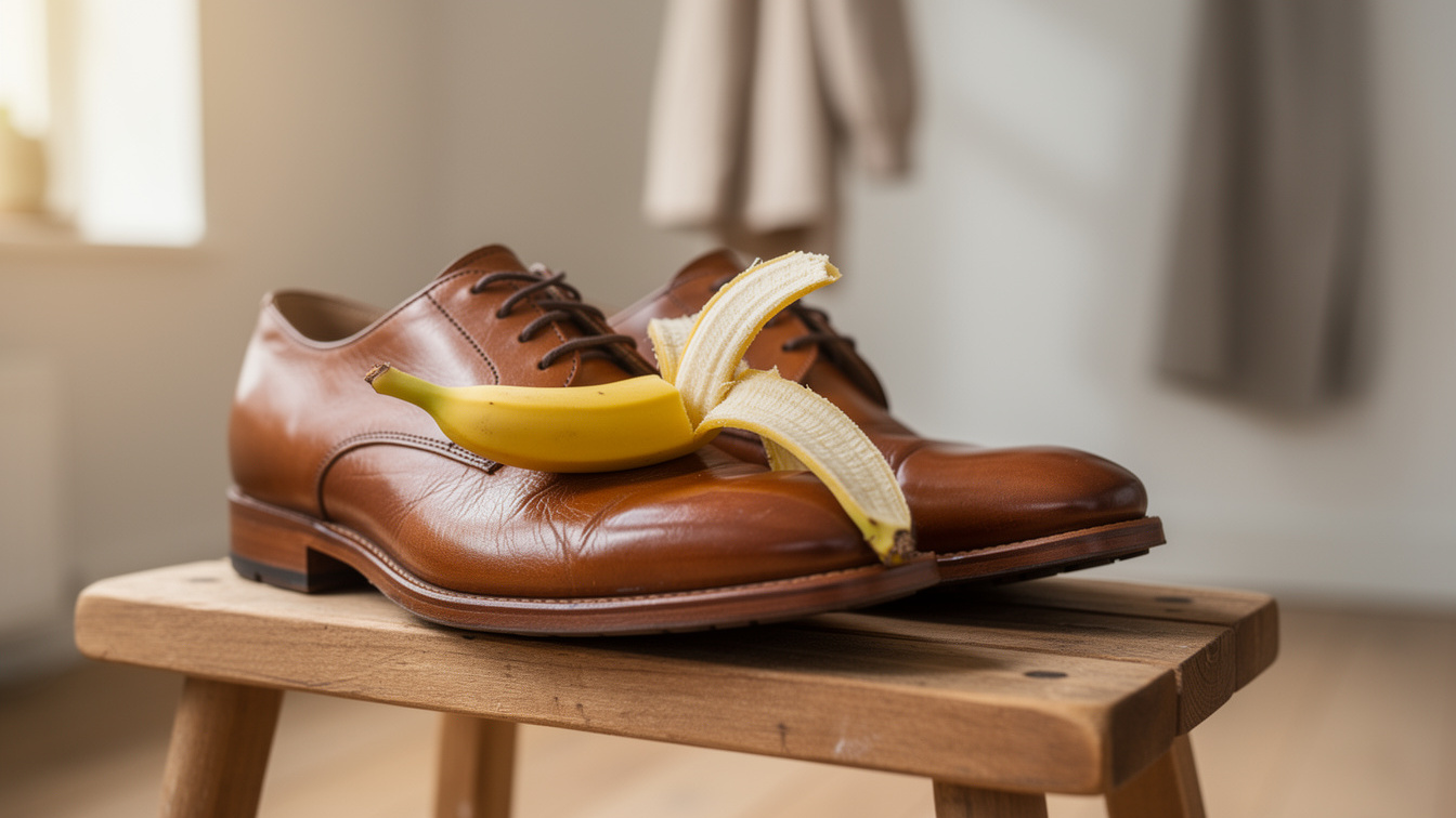 Bananenschillen op je leer: Laat je schoenen glimmen zonder duur poetsmiddel.