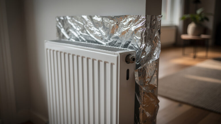 Aluminiumfolie achter de radiator: Houd de warmte binnen tijdens de koude avond.